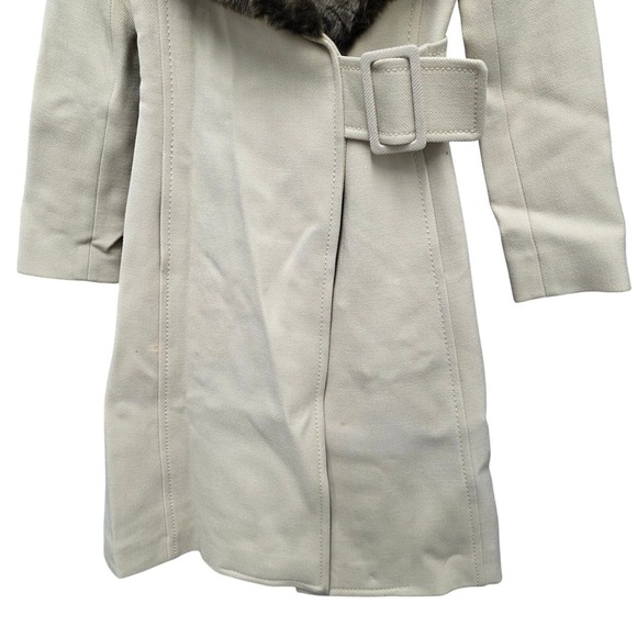 Kate Spade Briella Wool Blend Belted Coat Faux Fur Collar Leopard Lined Winter - Picture 3 of 11